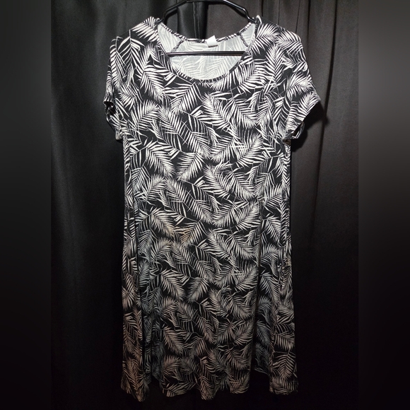Old Navy Black & White Palm Leaf Midi Sundress - Size L - Tropical Boho - Picture 3 of 4